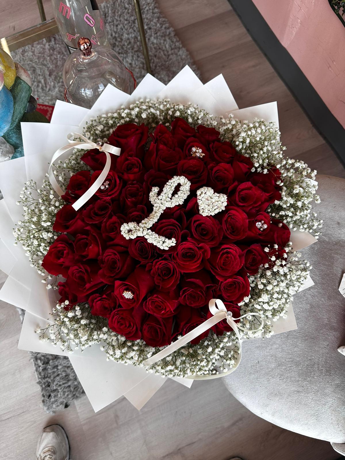 50 Roses with Initial