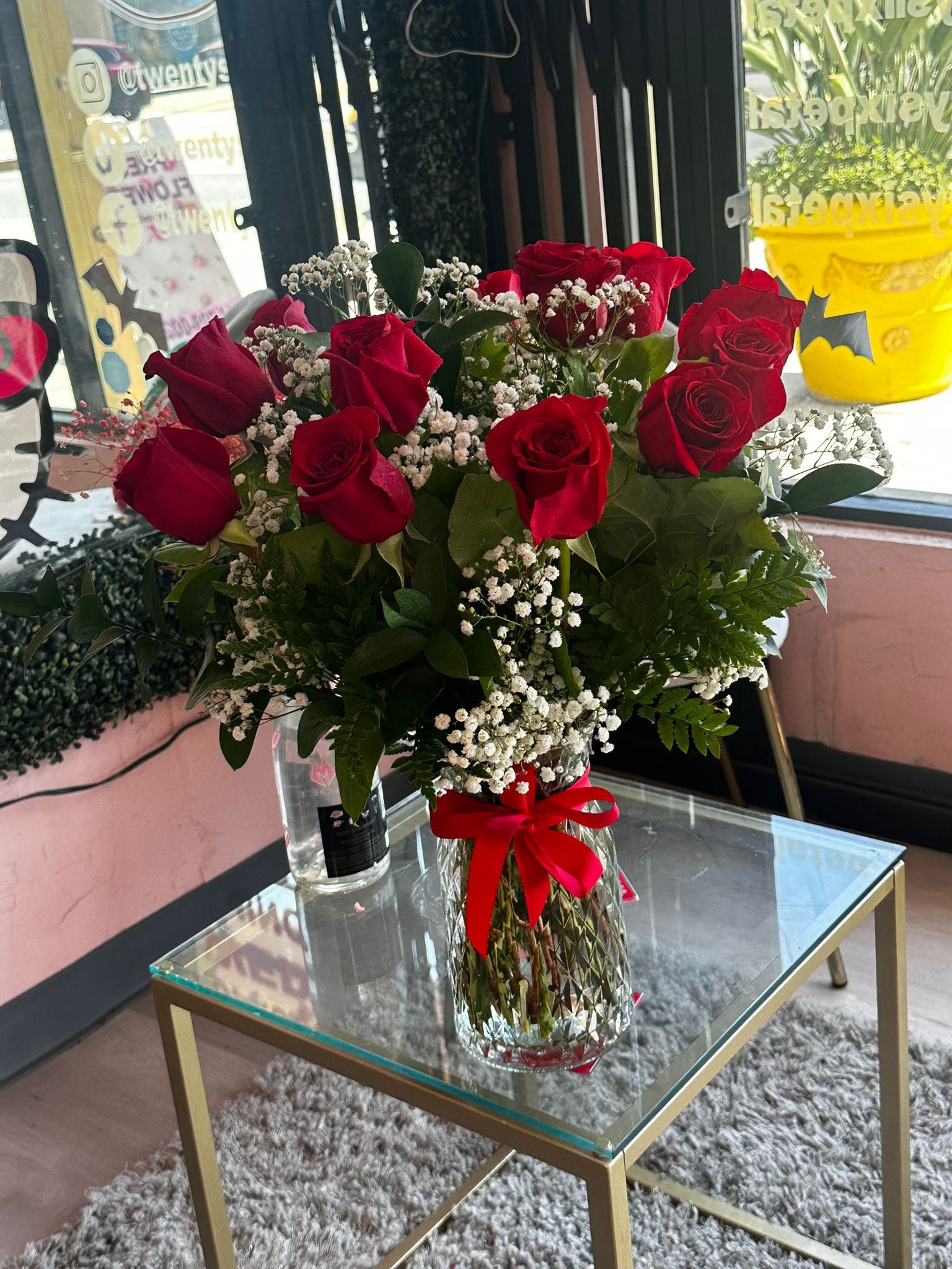 A Dozen Roses in a Vase